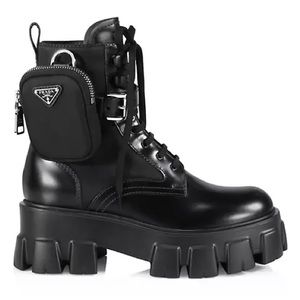 Prada Monolith Black Military Boots Women US 13